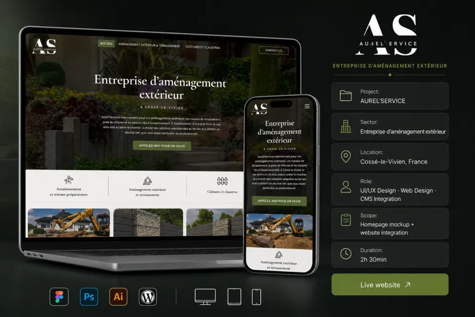 Présentation desktop et mobile : Aurel Services