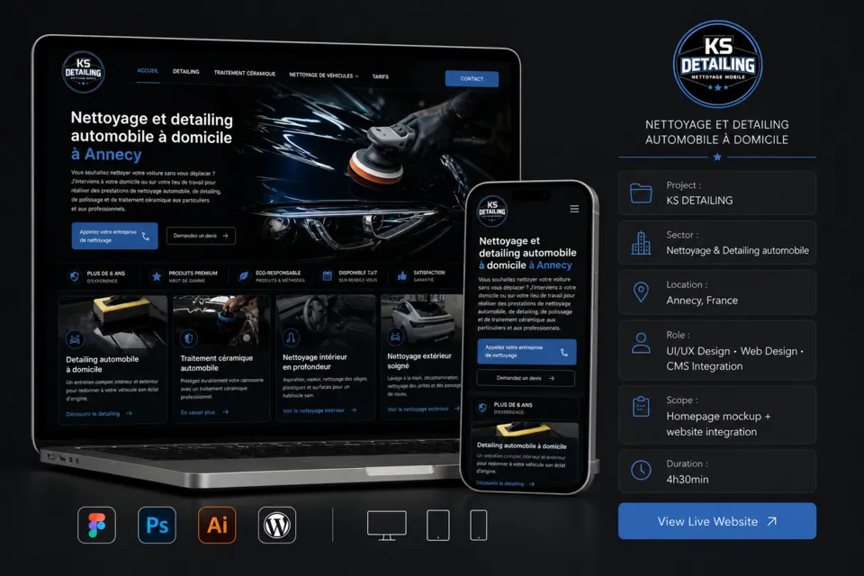 Présentation desktop et mobile : KS Detailing